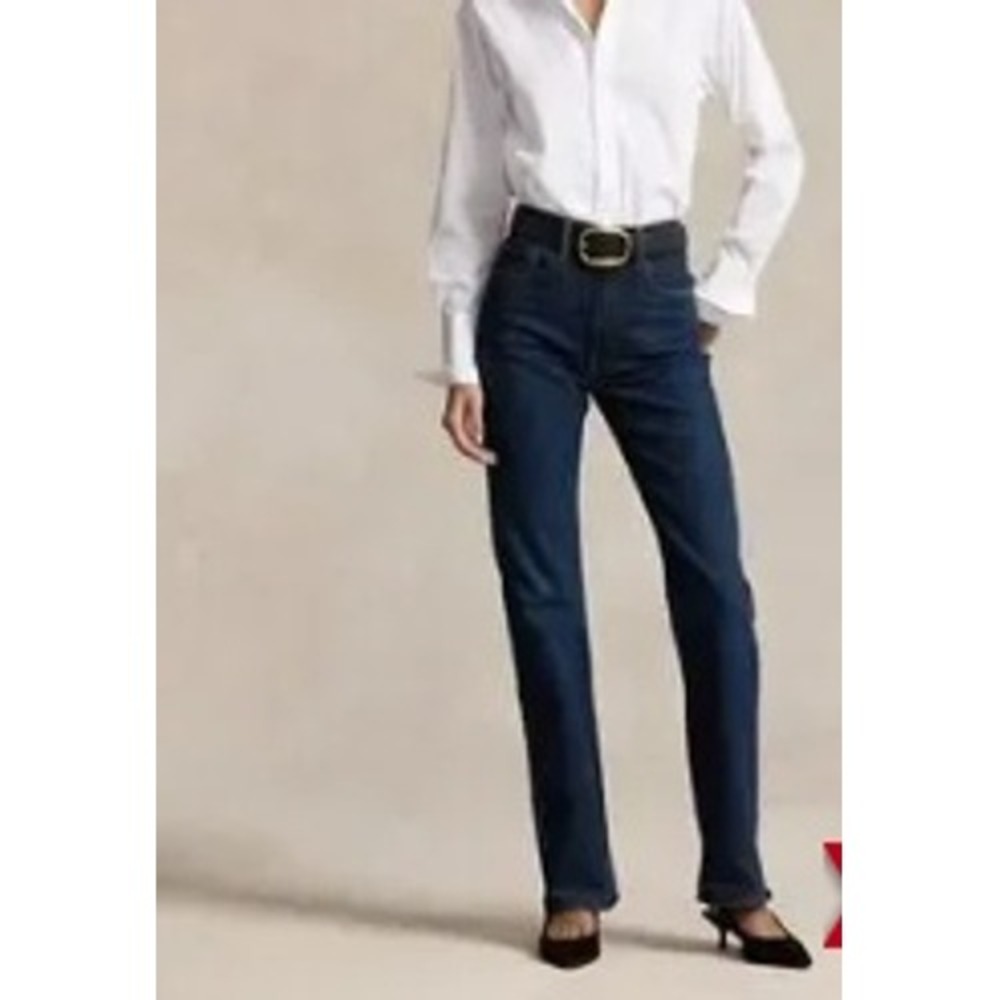 Lauren Ralph Lauren High-Rise Straight Ankle Jeans Blue Comfort Stretch 8 29